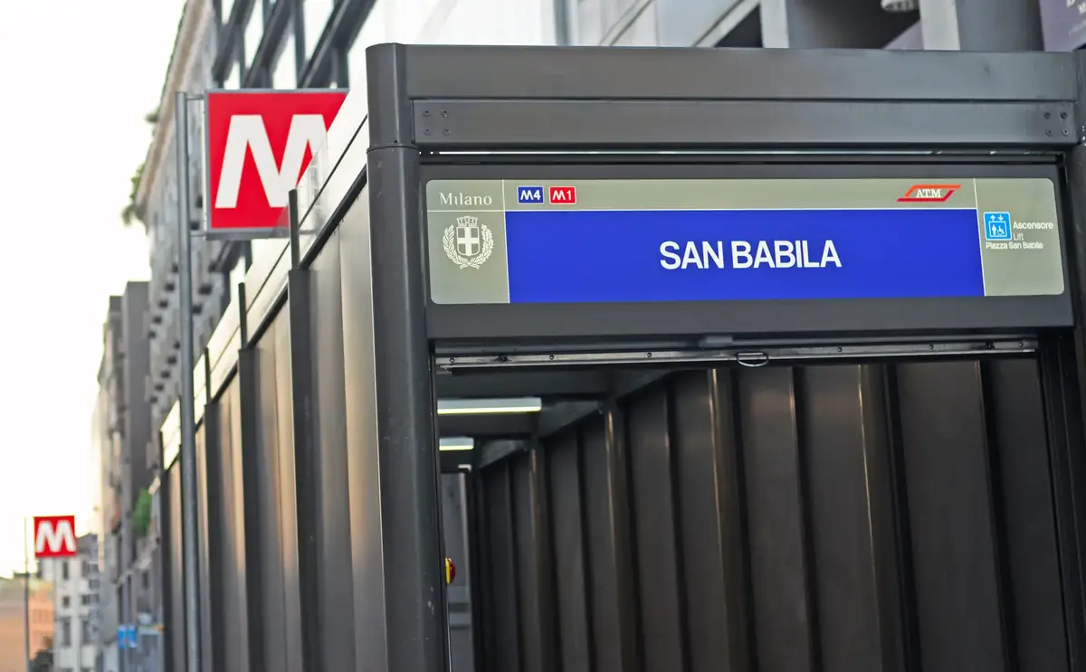 MILAN, ITALY – SEPTEMBER 15, 2023: San Babila metro station with the new M4 line that connects with Linate airport. The metro is part of ATM, the public transport company in Milan and submunicipalities