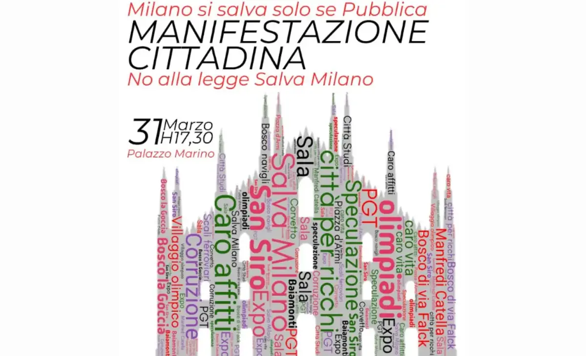 “Milano si salva solo se pubblica”: manifestazione cittadina il 31 marzo davanti a Palazzo Marino
