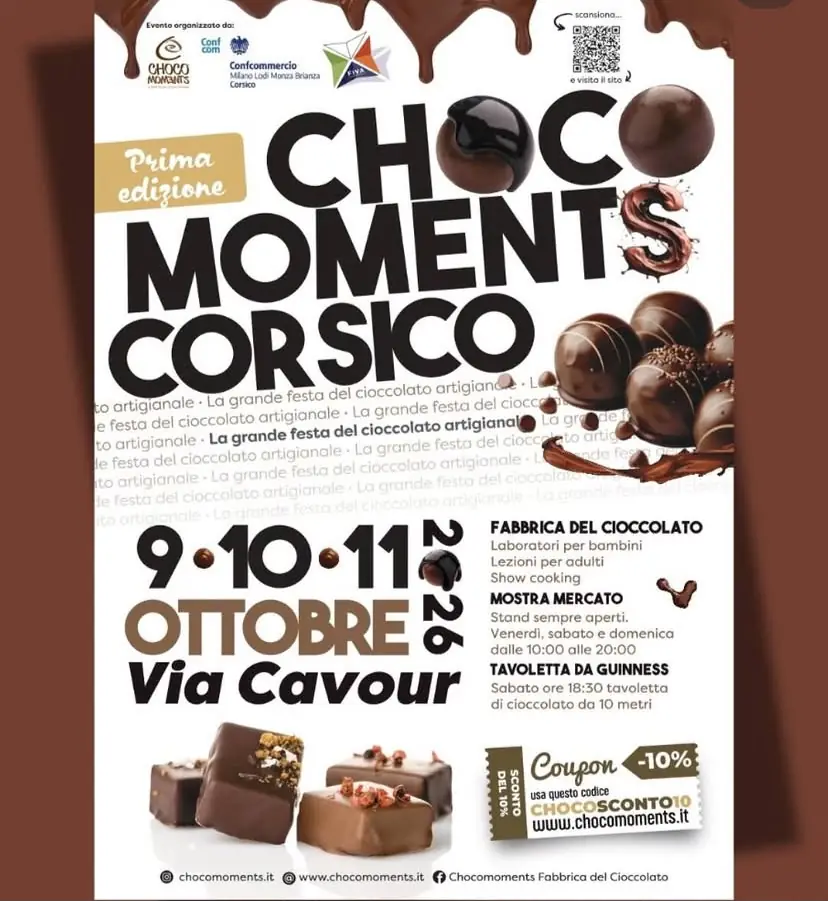 Al via "Choco Moments Corsico": tre giorni di cioccolato artigianale con un tentativo di record mondiale in via Cavour